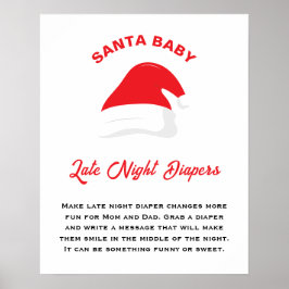 Winter Hat Santa Baby Dusche Spate Night Diapers Poster
