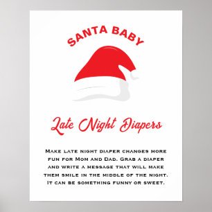 Winter Hat Santa Baby Dusche Spate Night Diapers Poster