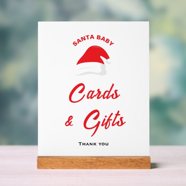 Winter Hat Santa Baby Duschkarten & Geschenkgutsch Acrylschild (Neutral)