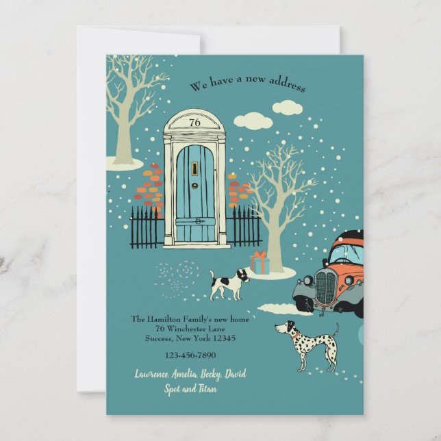 Winter-Haustür-bewegliche Mitteilung Einladung (Vorderseite)