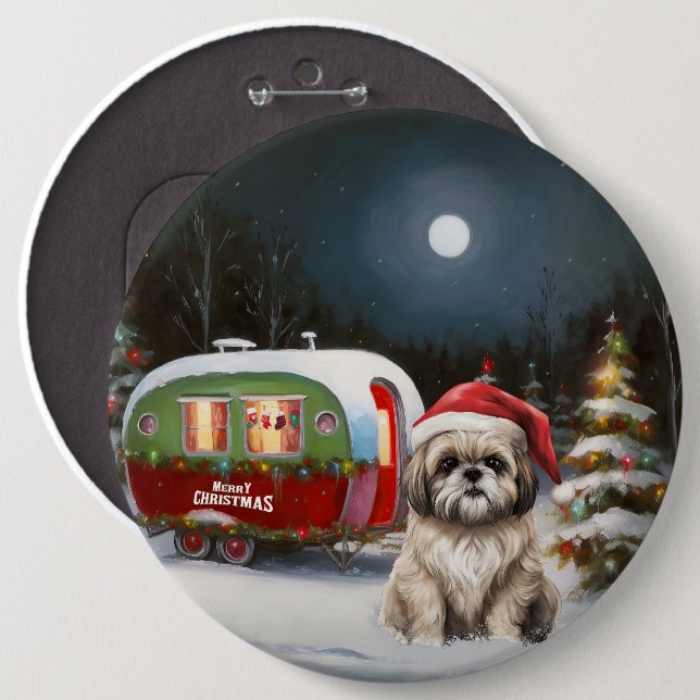 Winter Havanese Caravan Weihnachtsabenteuer Button (Vorne & Hinten)