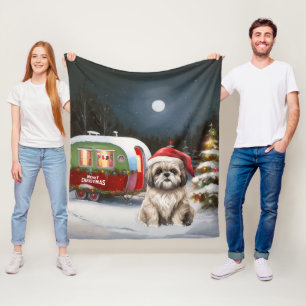 Winter Havanese Caravan Weihnachtsabenteuer Fleecedecke