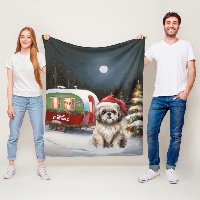 Winter Havanese Caravan Weihnachtsabenteuer Fleecedecke (Beispiel)