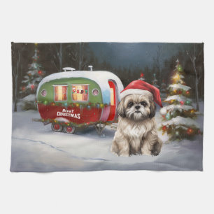 Winter Havanese Caravan Weihnachtsabenteuer Geschirrtuch