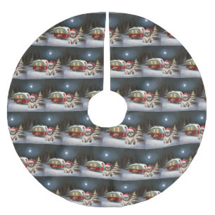 Winter Havanese Caravan Weihnachtsabenteuer Polyester Weihnachtsbaumdecke