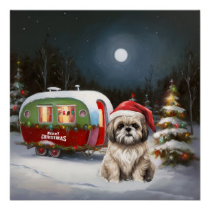 Winter Havanese Caravan Weihnachtsabenteuer Poster