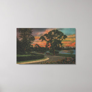 Winter Haven, Florida - Sonnenuntergang Aussicht a Leinwanddruck