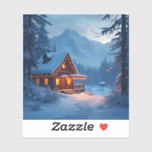 Winter Hearth – Gemütliches Ferienhaus Quadratisch Aufkleber