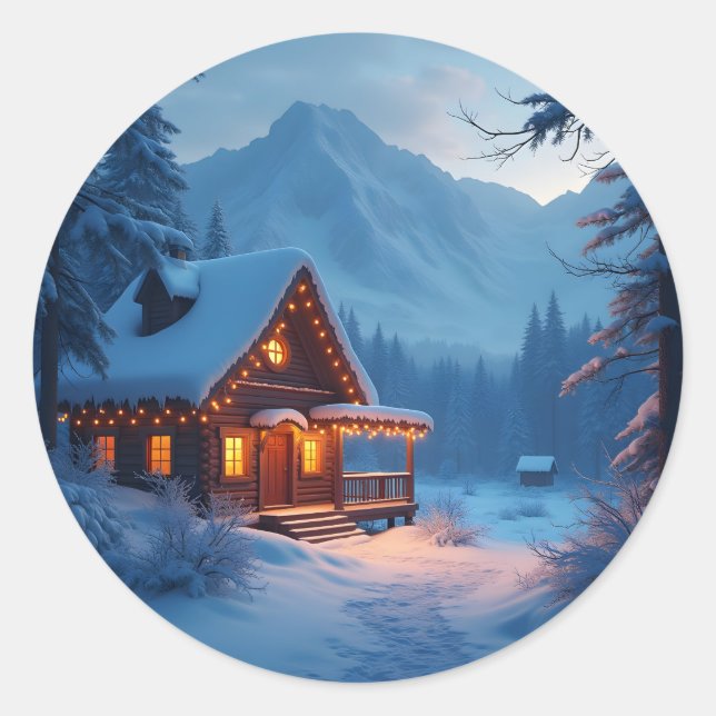 Winter Hearth – Klassischer runder Aufkleber für e (Vorderseite)
