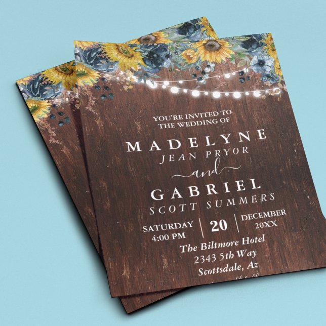 Winter Herbst Sonnenblume Hochzeit floral rustikal Einladung (Von Creator hochgeladen)