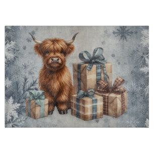 Winter Highland-Kuh Blaue Geschenke Schneidebrett
