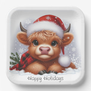 Winter Highland Kuh Feiertags-Party-Teller Pappteller
