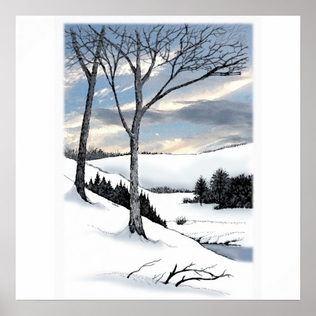 Winter Hillside Poster (Vorne)