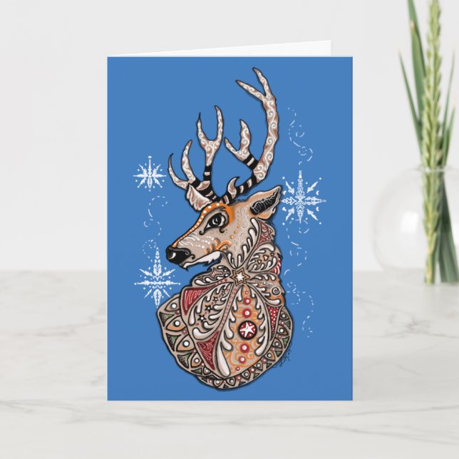 Winter Hirsch Weihnachtskarte Feiertagskarte (Vorderseite)