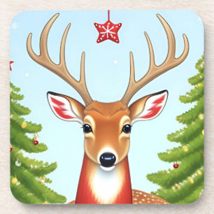 Winter Hirsch Wunderland Weihnachtsfeiertag Getränkeuntersetzer