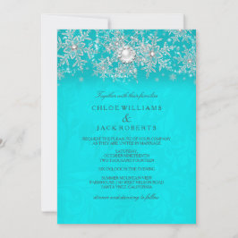 Winter Hochzeit Aquamarine Crystal Pearl Snowflake Einladung