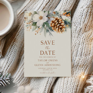 Winter Hochzeit Blumen Tannenbaum Zapfen Save The Date