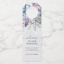 Winter Hochzeit Blumenschnee Dusty Blue Flaschenanhänger