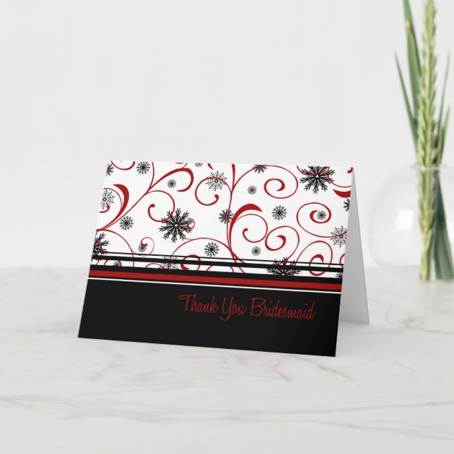 Winter-Hochzeit danken Ihnen Brautjungfern-Karte Dankeskarte (Vorderseite)