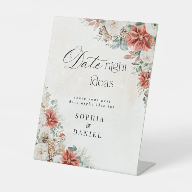 Winter Hochzeit Date Night Idee Schild (Vorderseite)