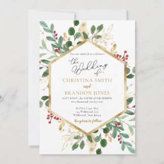 Winter Hochzeit Einladung - Weihnachten Florals