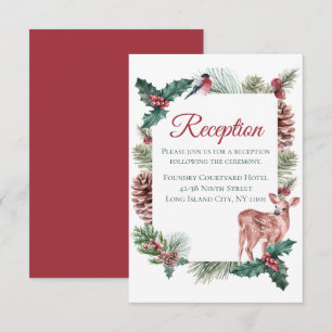 Winter Hochzeit Empfang Weihnachten Hirsch Rote Fl Einladung