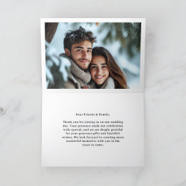 Winter-Hochzeit im Pinienwald Dankeskarte