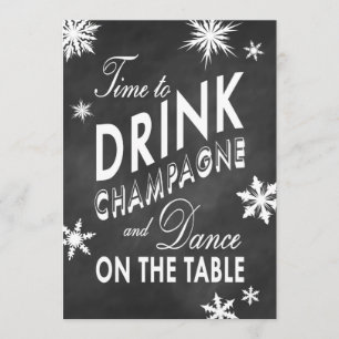 Winter-Hochzeit laden Zeit ein, Champagne zu Einladung