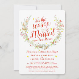 Winter Hochzeit live Bachbeeren Stern Aquarell Einladung