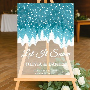 Winter-Hochzeit mit Schneefall - Willkommen Mattie Acrylschild