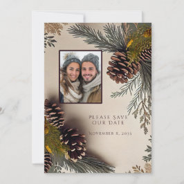 Winter Hochzeit Pine Cones Pine Needles Save The Date