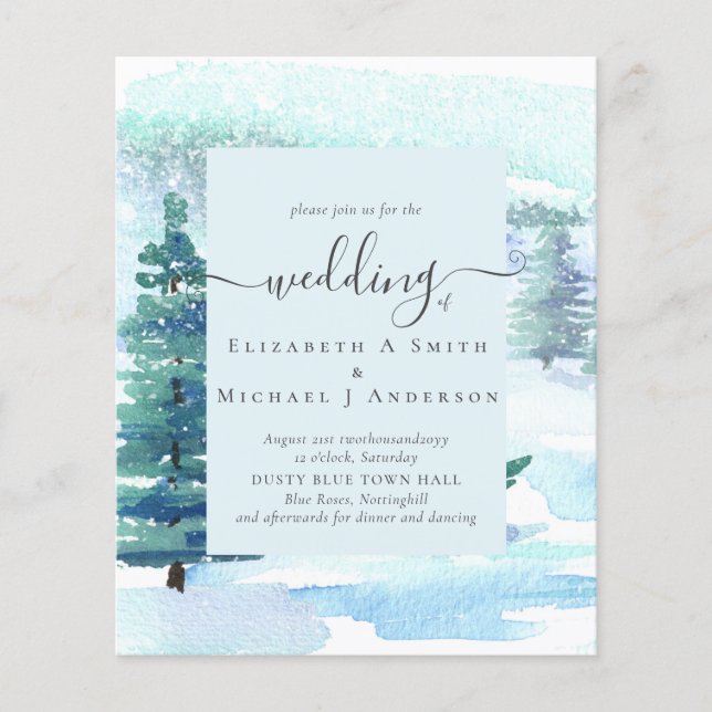 Winter Hochzeit Pine Trees Schnee Flyer (Vorne)
