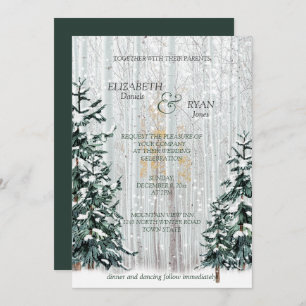 Winter Hochzeit Pine Trees White Birch Forest Einladung