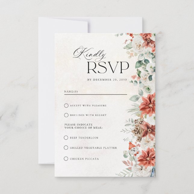 Winter Hochzeit RSVP Karte (Vorderseite)
