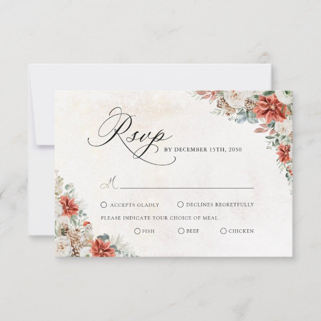 Winter Hochzeit RSVP Karte (Vorderseite)