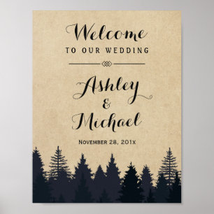 Winter Hochzeit Schild rustikale Pine Trees Kraft
