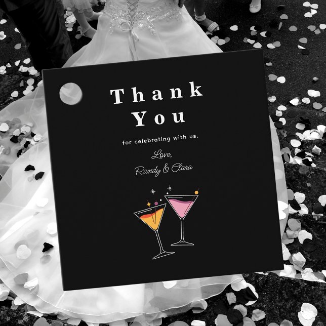 Winter Hochzeit Schwarz-Weiß-Weinflasche Geschenkanhänger (Von Creator hochgeladen)