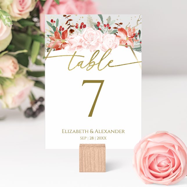 Winter Hochzeit Tischnummer Gilded Watercolor (Von Creator hochgeladen)