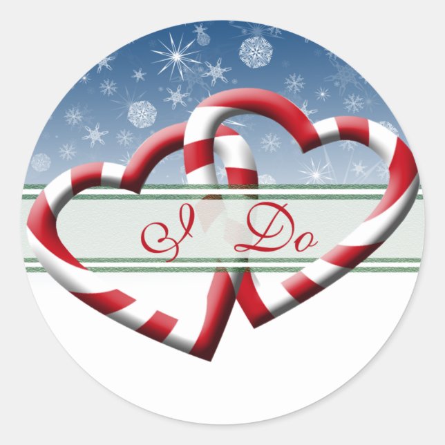 Winter Hochzeit Umschlag Aufkleber ich tue (Vorderseite)