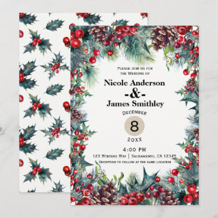 Winter Hochzeit Weihnachten Berries Kiefer Einladung