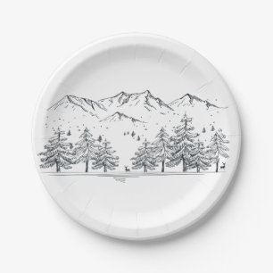 Winter Hochzeiten Berge Naturbäume Land Pappteller