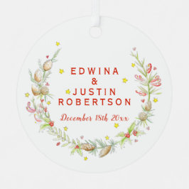 Winter Hochzeiten Wasserfarbenkiefern Ornament Aus Metall