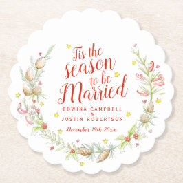 Winter Hochzeiten Wasserfarbenkiefern Untersetzer