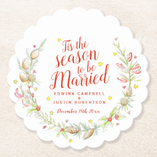 Winter Hochzeiten Wasserfarbenkiefern Untersetzer