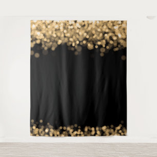 Winter-Hochzeits-Foto-Hintergrund-Goldlichter Wandteppich