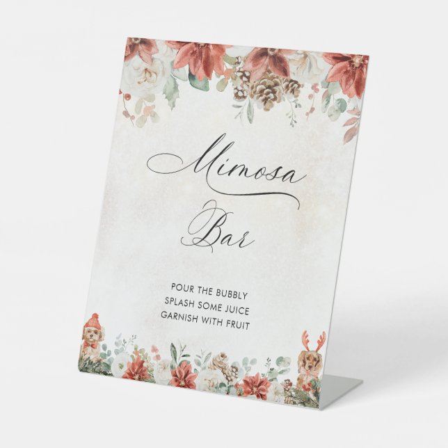 Winter Hochzeitsdusche Mimosa Bar Schild (Vorderseite)
