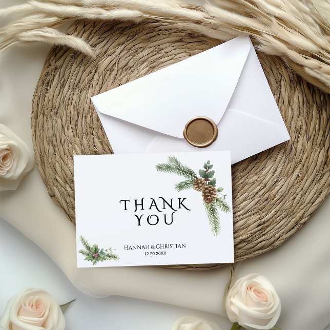 Winter-Hochzeitskranz mit Brandzweigen Dankeskarte (Von Creator hochgeladen)