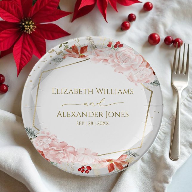 Winter Hochzeitspapierplatte Gilded Watercolor Pappteller (Von Creator hochgeladen)