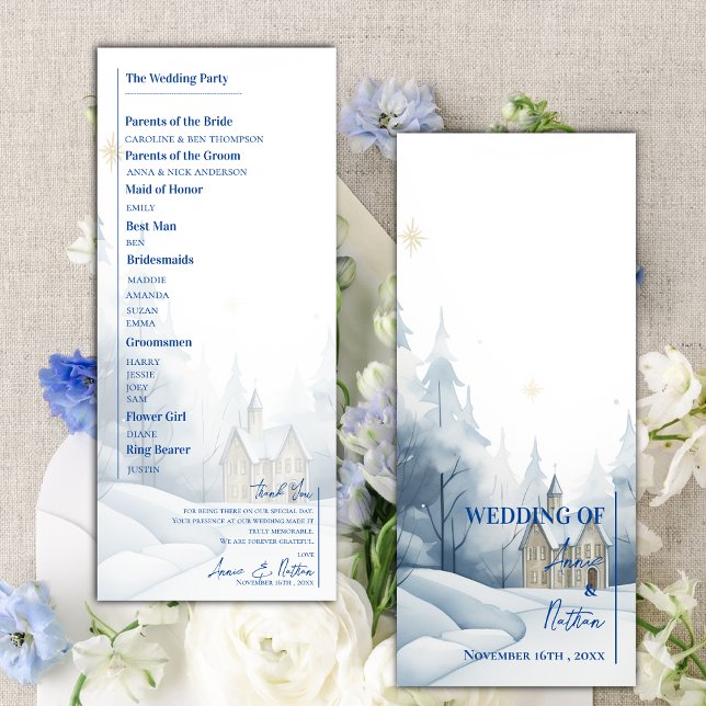 Winter-Hochzeitsprogramm für Snowy Landscape Einladung (Snowy Landscape Winter Wedding Program)