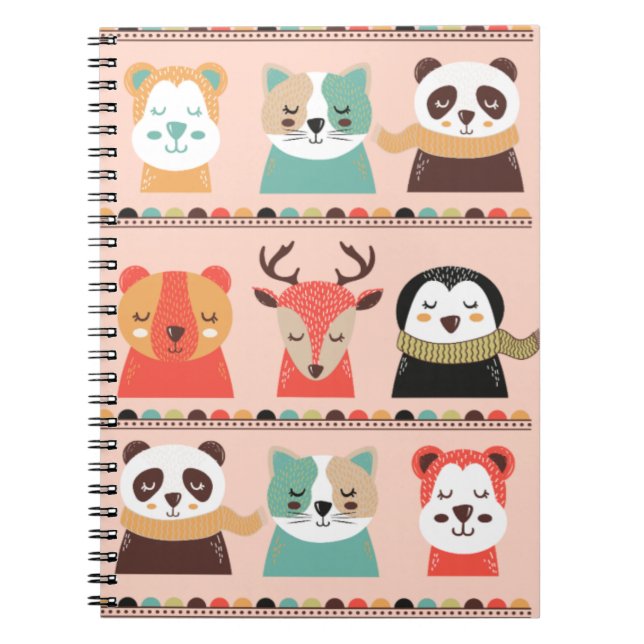 Winter Holiday Animals Spiral Notebook Notizblock (Vorderseite)